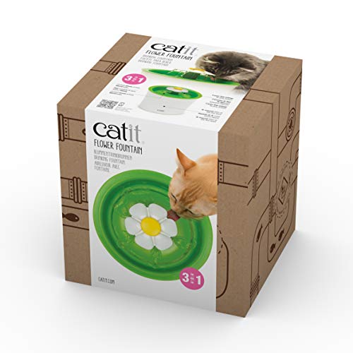 Catit Flower Fountain with Triple Action Filter, 3L Cat Drinking Water Fountain