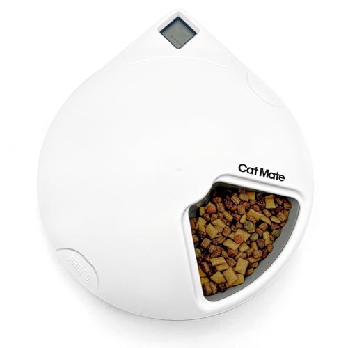 Product image of Cat Mate C500 Digital 5 Meal Automatic Pet Feeder with Ice Packs for Wet & Dry Food, Twin Ice Packs Keep Canned Wet Food Fresh for Cats