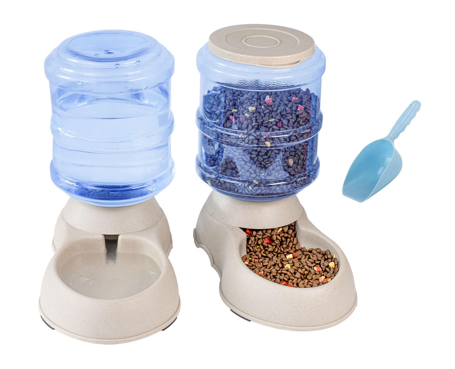 Ito Rocky Automatic Cat & Dog Feeder and Water Dispenser Set, 1 Gallon Gravity Food Feeder Station