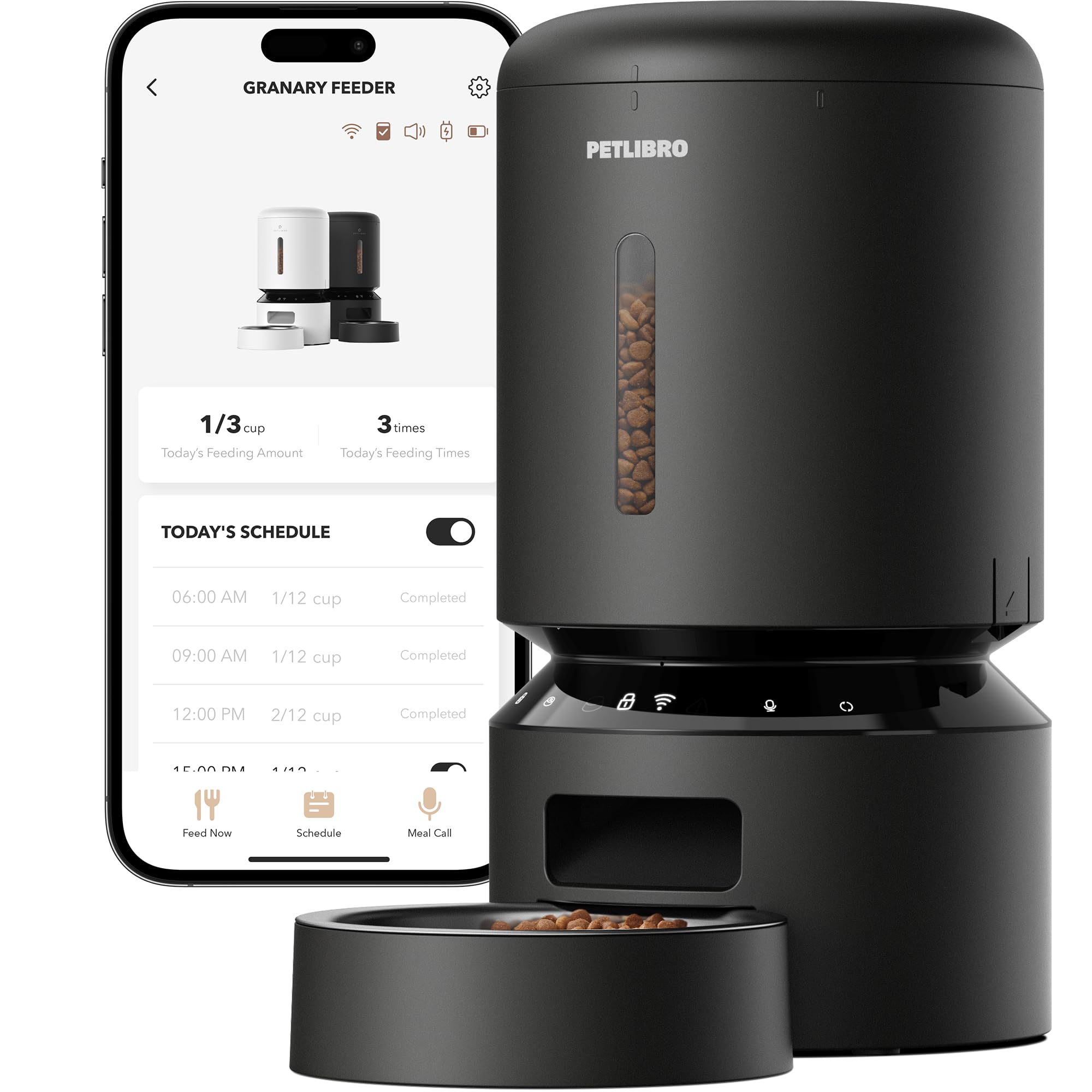 PETLIBRO Automatic Cat Feeder, 5G WiFi Automatic Dog Food Dispenser 5L Granary Black with App Control