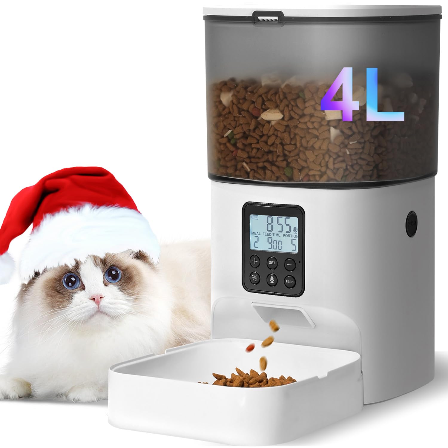 Product image of ANDOLL HOME Automatic Cat Feeder, 4L Cat Food Dispenser with 10s Voice Recorder, Pet Feeder up to 8 Meals per Day, Timed Dog Feeder with Dry Food Sealed Ring