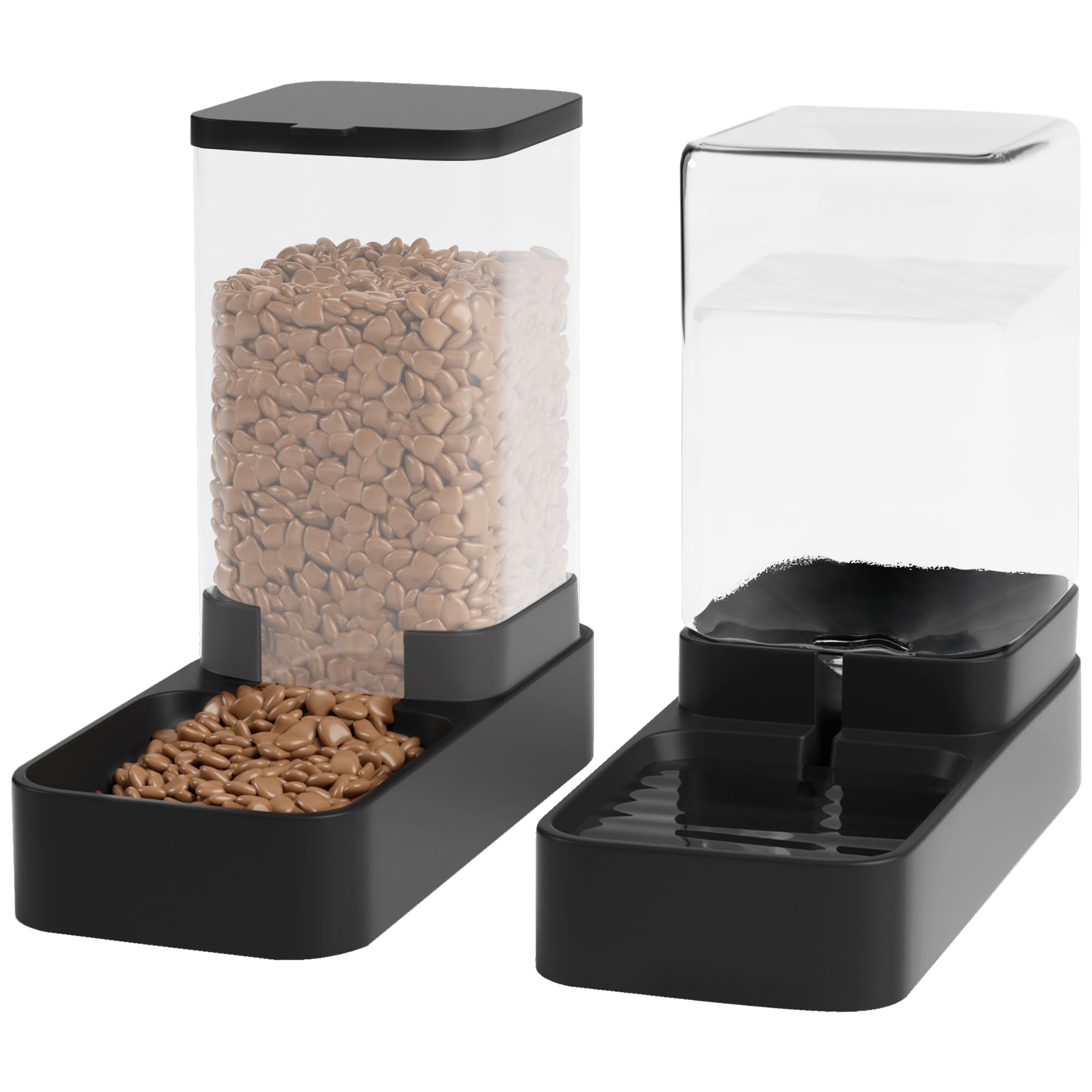 Product image of Automatic Cat Feeder and Water Dispenser in Set with Pet Food Bowl,Gravity Dog Waterer and Food Feeder for Small Medium Dog Cat Puppy Kitten Large Capacity(3.3L,Black)